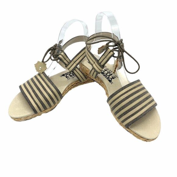 F-Troupe Slingback Striped Open Toe Espadrilles 40 - Picture 2 of 9